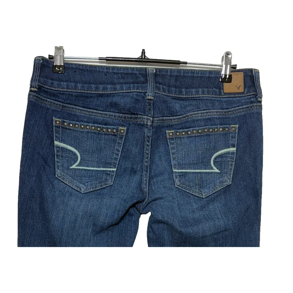 American Eagle Jeans Womens 10‎ Blue Studded Artist Bootcut Stretch Actual 33X26